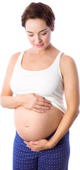 Pregnant woman holding her bump