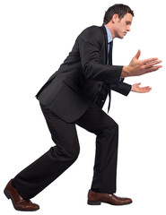 Businessman posing with arms outstretched