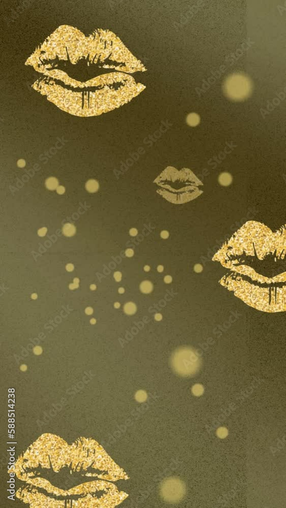 Poster animation of lips over yellow background with dots and lines