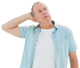 Thoughtful older man looking up