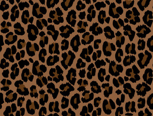 Brown leopard spots, wild cat fur pattern. Animal skin decorative background. © mushan