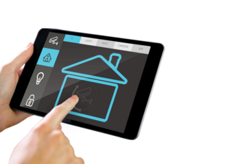 Cropped image of person using digital tablet