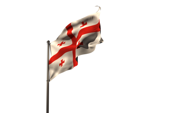 Waving Georgian flag over white background