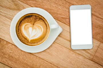 View of a heart composed of coffee