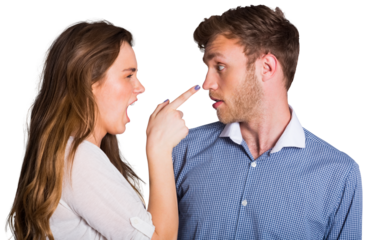 Casual young couple in an argument