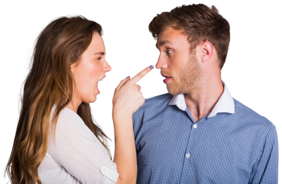 Casual young couple in an argument