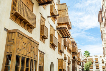 Al-Balad old town with traditional muslim houses, Jeddah, Saudi Arabia