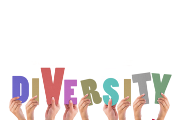 Cropped hands holding colorful word diversity