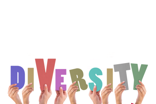 Cropped hands holding colorful word diversity