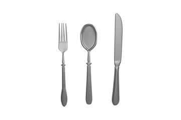 Silver knife, fork and spoon
