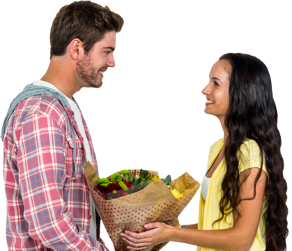 Couple with flower bouquet