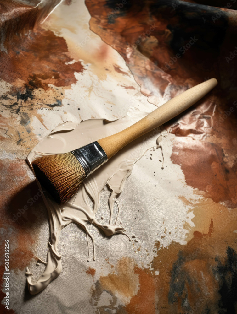 Poster a paintbrush glides over a canvas slowly revealing a mysterious map whose contents remain unknown.. 