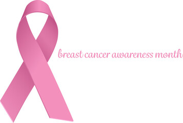 Pink breast cancer awareness ribbon with text