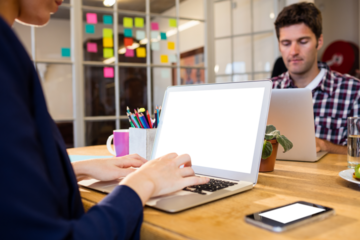 business people working at computer desk