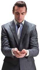 Businessman presenting with hands