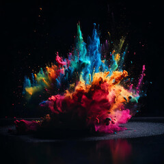 Obraz na płótnie Canvas Colorful Explosions of Color, Dust, Water, Fog, and Splashes - Vibrant, Chromatic, and Mystical Blasts in Motion Powered by Generative AI Technology
