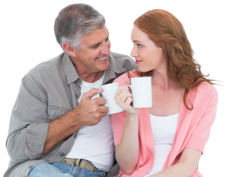 Casual couple having coffee together
