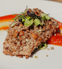 Lomo de salmon noruego con rebozado crujiente