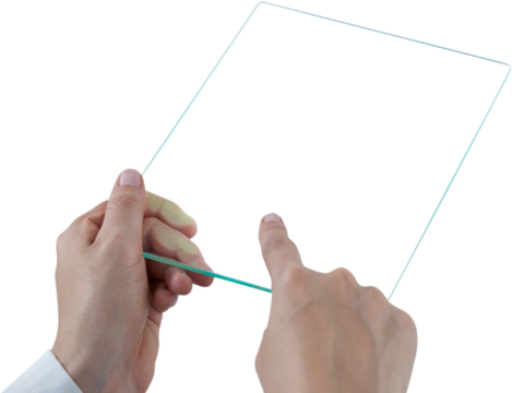 Hands of female doctor using digital tablet