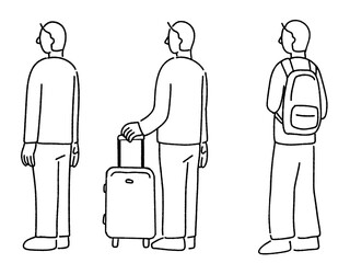 荷物を持つ男性の後ろ姿