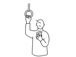 電車内でスマホを見る人