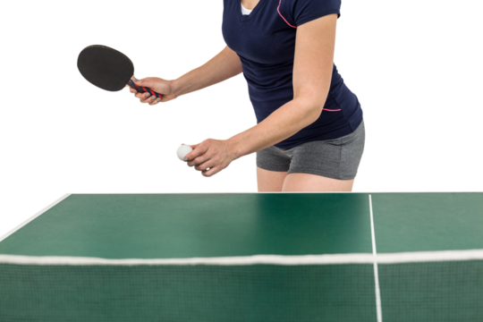 Female athlete playing table tennis