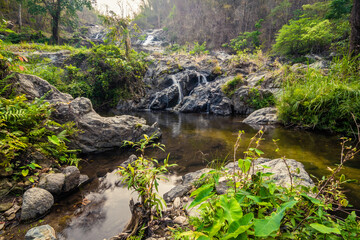Naklejka na ściany i meble Khlong Nam Lai Waterfall, Beautiful waterfalls in klong Lan national park of Thailand