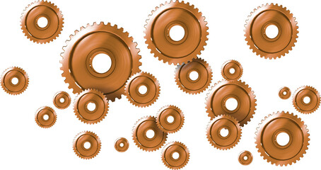 Digital composite image of various sized bronze gears