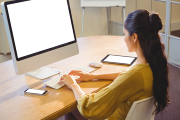 Business woman working alone 