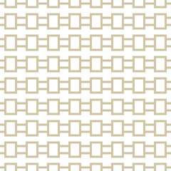 Golden vector geometric seamless pattern. Abstract background with lines, rectangles, blocks, repeat tiles. Simple gold and white graphic texture. Design for decor, print, wallpaper, textile, package