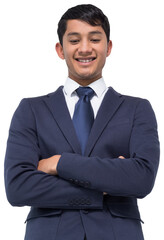 Smiling asian businessman with arms crossed