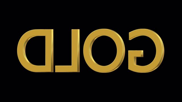 Animated rotating three dimensional golden text or word Gold. Transparent background, loop able and isolated.