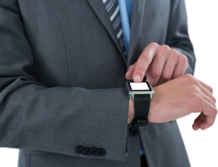 Businessman checking smart watch