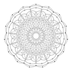 Vector illustration of a black and white mandala for coloring adult book, mandala in bianco e nero da colorare