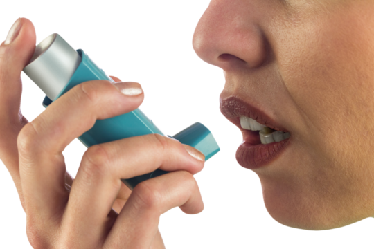 Close up on an asthmatic woman 