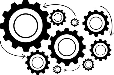 Composite image of gears on white background