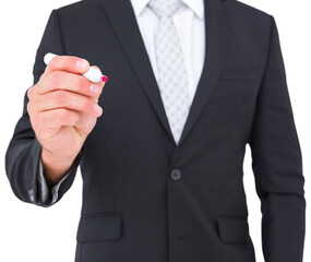 Business man writing with felt