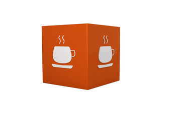 Coffee icon on cube