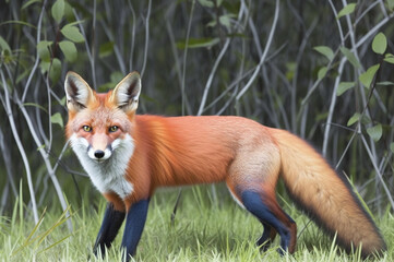 Fototapeta premium A red fox in its natural habitat