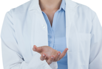Midsection of female doctor gesturing