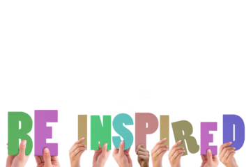 Cropped hands holding colorful words be inspired 