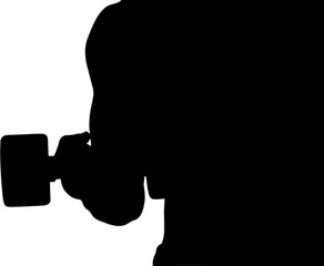 Silhouette male athlete holding dumbbell 