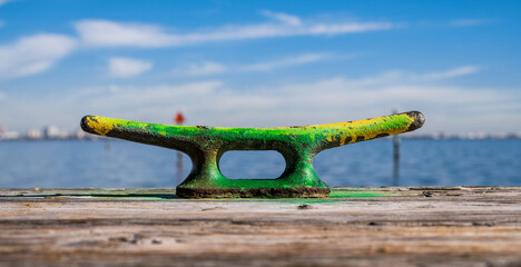 Boat cleat on a dock at Ballast Point Tampa FL