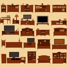 Furniture icons set illustration - Generative AI