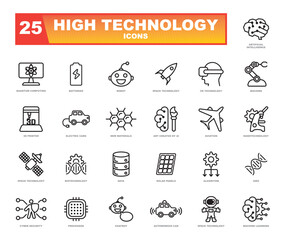 High Technologies icon set ideal for a website or infographics.