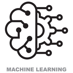 Machine learning line icons. Machine learning icon in modern line style.