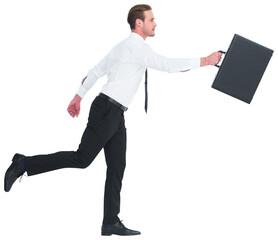 Businessman walking with his briefcase