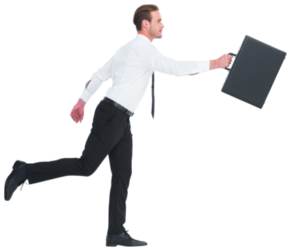 Businessman walking with his briefcase - Powered by Adobe