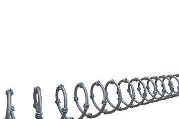 Spiral barbed wire against white background