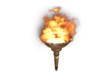 Burning sport torch on white background